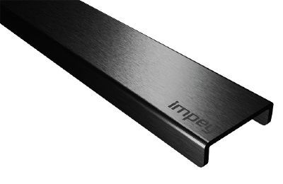 IMPEY AQUA-DEC LINEAR DRAIN 1, 3 & 4 - 800mm 'ALLURE ELEMENT' BRUSHED BLACK INSERT TOP with HORIZONTAL OUTLET, LNR80SBSS-02/H